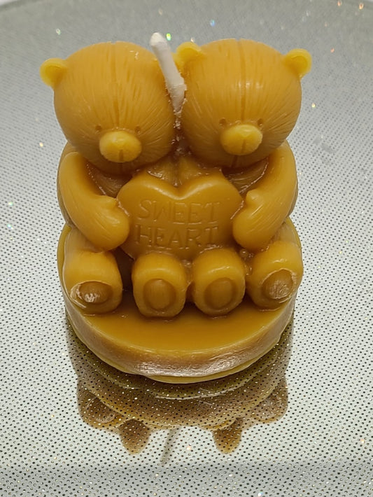 'Sweet Heart' Bears Candle - Brown