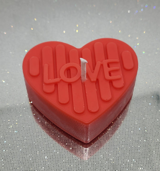 Heart Candle Med 'LOVE' - Medium Red