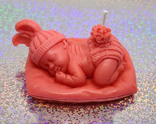 Baby on a Pillow Candle - Red